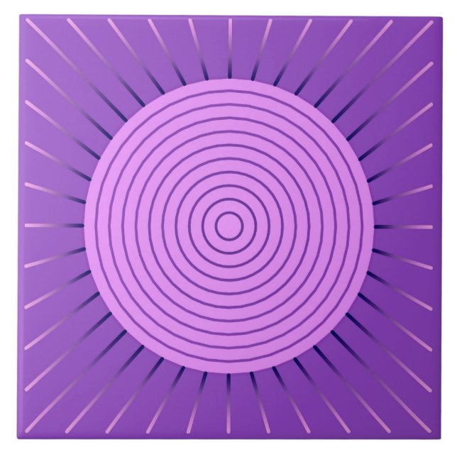 Modern Geometric Sunburst - Amethyst Purple Tile (Front)
