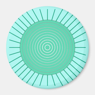Modern Geometric Sunburst - Aqua and Seafoam Green Magnet