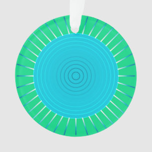 Modern Geometric Sunburst - Blue and Jade Green Ornament