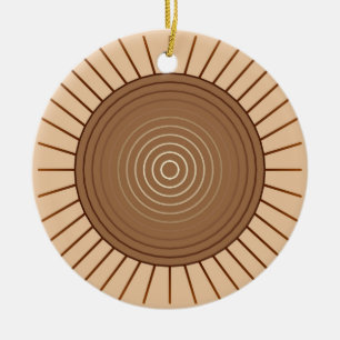 Modern Geometric Sunburst - Brown and Tan Ceramic Tree Decoration