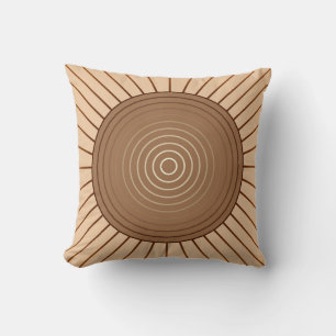 Modern Geometric Sunburst - Brown and Tan Cushion