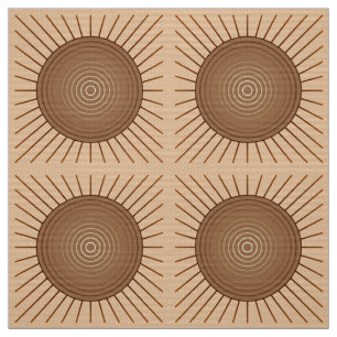 Modern Geometric Sunburst - Brown and Tan Fabric