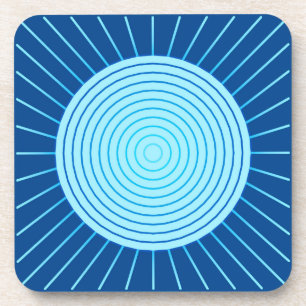 Modern Geometric Sunburst - Cobalt Blue and Aqua Coaster