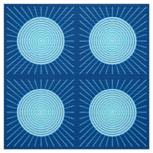 Modern Geometric Sunburst - Cobalt Blue and Aqua Fabric