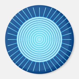 Modern Geometric Sunburst - Cobalt Blue and Aqua Magnet