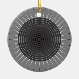 Modern Geometric Sunburst - Dark Haematite Grey Ceramic Tree Decoration