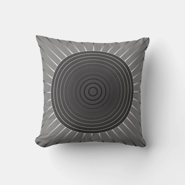 Modern Geometric Sunburst - Dark Haematite Grey Cushion (Front)