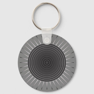 Modern Geometric Sunburst - Dark Haematite Grey Key Ring