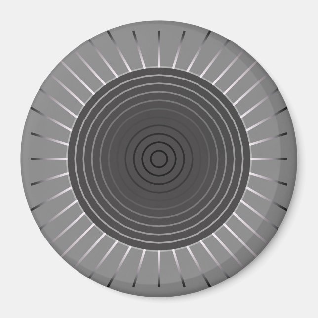 Modern Geometric Sunburst - Dark Haematite Grey Magnet (Front)
