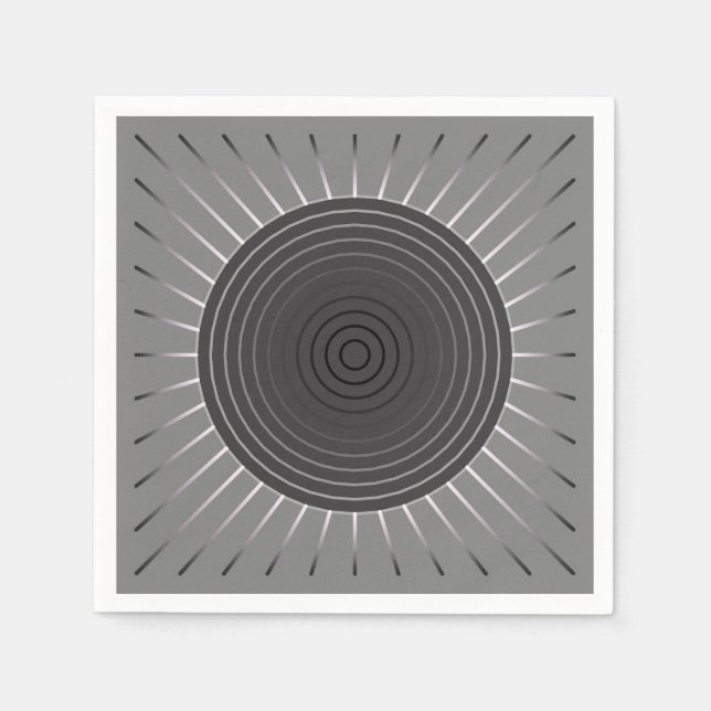 Modern Geometric Sunburst - Dark Haematite Grey Napkin (Front)