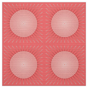 Modern Geometric Sunburst - Deep Coral Pink Fabric