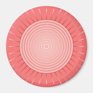 Modern Geometric Sunburst - Deep Coral Pink Magnet