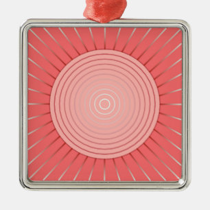 Modern Geometric Sunburst - Deep Coral Pink Metal Tree Decoration