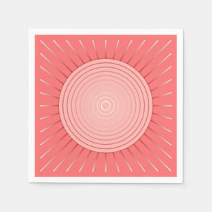 Modern Geometric Sunburst - Deep Coral Pink Napkin