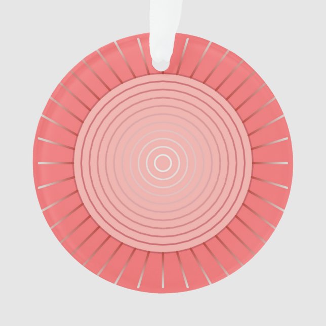 Modern Geometric Sunburst - Deep Coral Pink Ornament (Front)