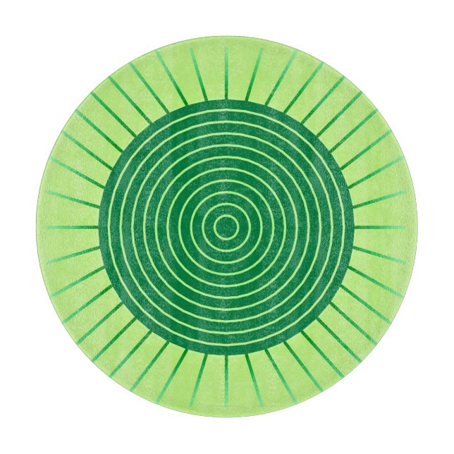 Modern Geometric Sunburst - Emerald Green and Lime Cutting Board (Front)