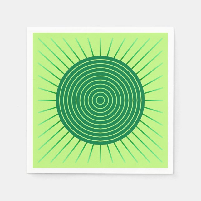 Modern Geometric Sunburst - Emerald Green and Lime Napkin (Front)