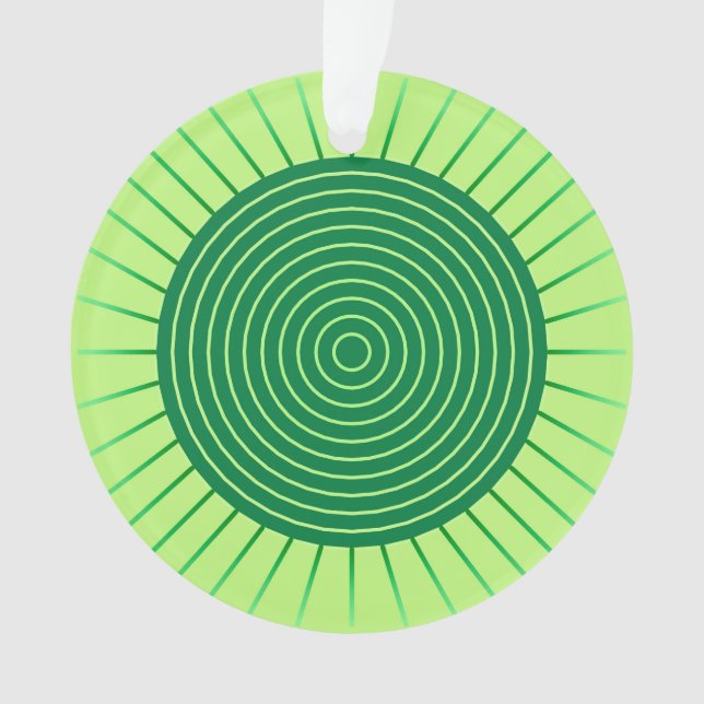 Modern Geometric Sunburst - Emerald Green and Lime Ornament (Front)
