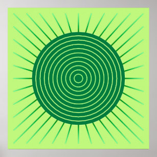 Modern Geometric Sunburst - Emerald Green and Lime Poster