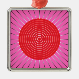 Modern Geometric Sunburst - Fuchsia and Red Metal Tree Decoration
