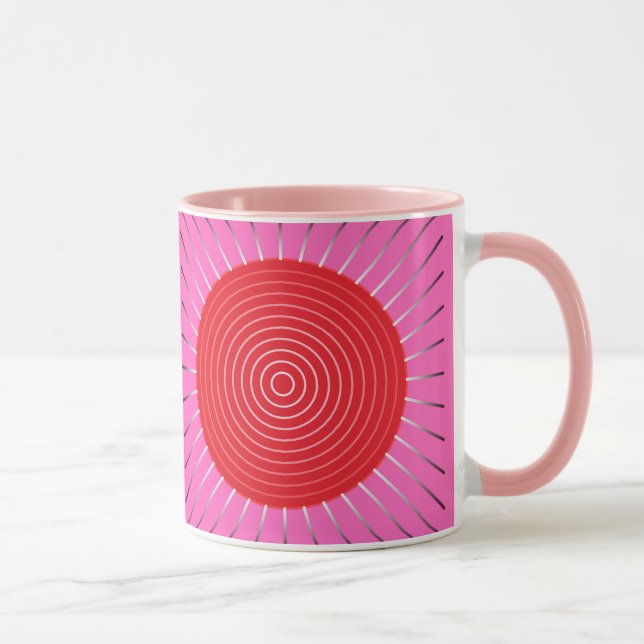 Modern Geometric Sunburst - Fuchsia and Red Mug (Right)