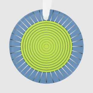 Modern Geometric Sunburst - Lime and Denim Blue Ornament
