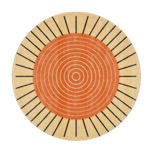 Modern Geometric Sunburst - Mandarin Orange Cutting Board