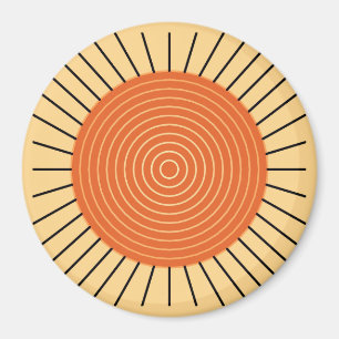 Modern Geometric Sunburst - Mandarin Orange Magnet
