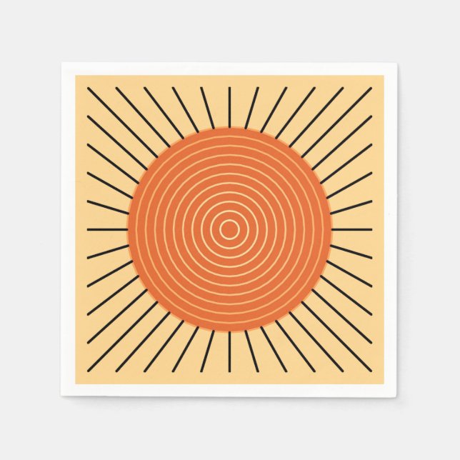 Modern Geometric Sunburst - Mandarin Orange Napkin (Front)