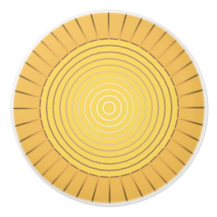 Modern Geometric Sunburst - Mustard Gold / Yellow Ceramic Knob