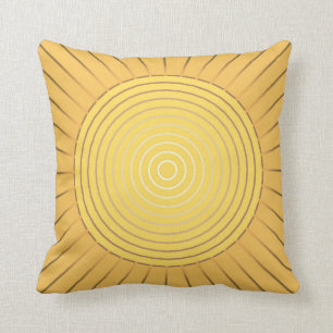 Modern Geometric Sunburst - Mustard Gold / Yellow Cushion