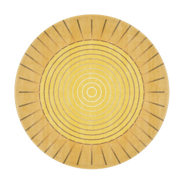 Modern Geometric Sunburst - Mustard Gold / Yellow Cutting Board (Front)