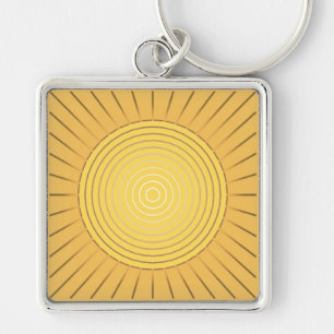 Modern Geometric Sunburst - Mustard Gold / Yellow Key Ring