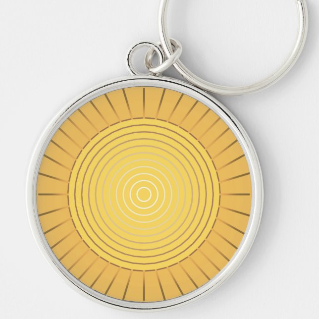 Modern Geometric Sunburst - Mustard Gold / Yellow Key Ring (Front)