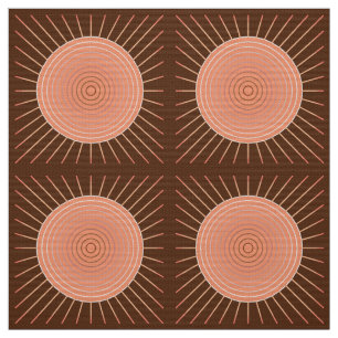 Modern Geometric Sunburst - Peach and Brown Fabric