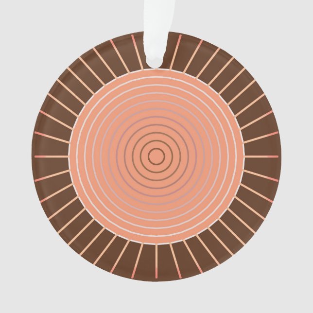 Modern Geometric Sunburst - Peach and Brown Ornament (Front)