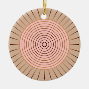 Modern Geometric Sunburst - Peach and Tan Ceramic Tree Decoration