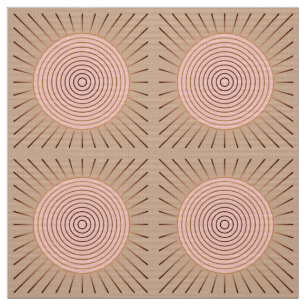 Modern Geometric Sunburst - Peach and Tan Fabric
