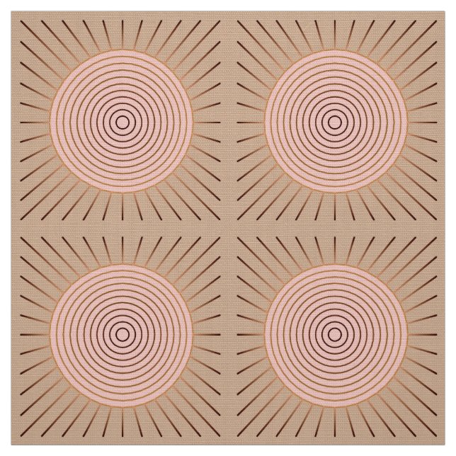Modern Geometric Sunburst - Peach and Tan Fabric (Swatch)