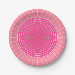 Modern Geometric Sunburst - Shades of Coral Pink Paper Plate