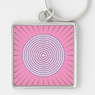 Modern Geometric Sunburst - Shades of Pink Key Ring