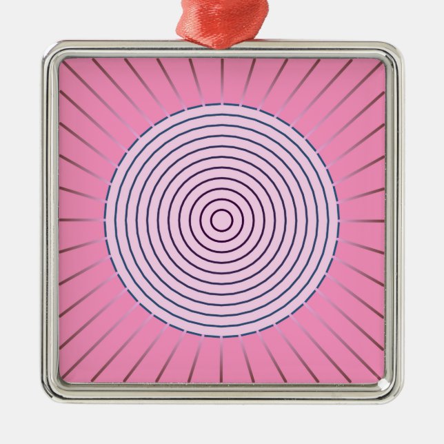 Modern Geometric Sunburst - Shades of Pink Metal Tree Decoration (Front)