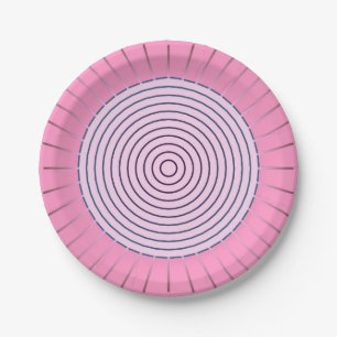 Modern Geometric Sunburst - Shades of Pink Paper Plate