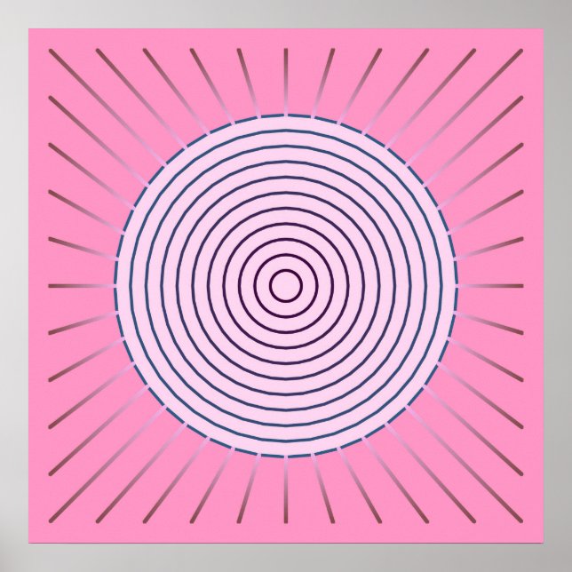 Modern Geometric Sunburst - Shades of Pink Poster (Front)