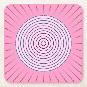 Modern Geometric Sunburst - Shades of Pink Square Paper Coaster