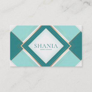 Modern Geometric Teal and Gold Business Card