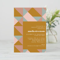 Modern Geometric Teal Blush Gold Graduation Party