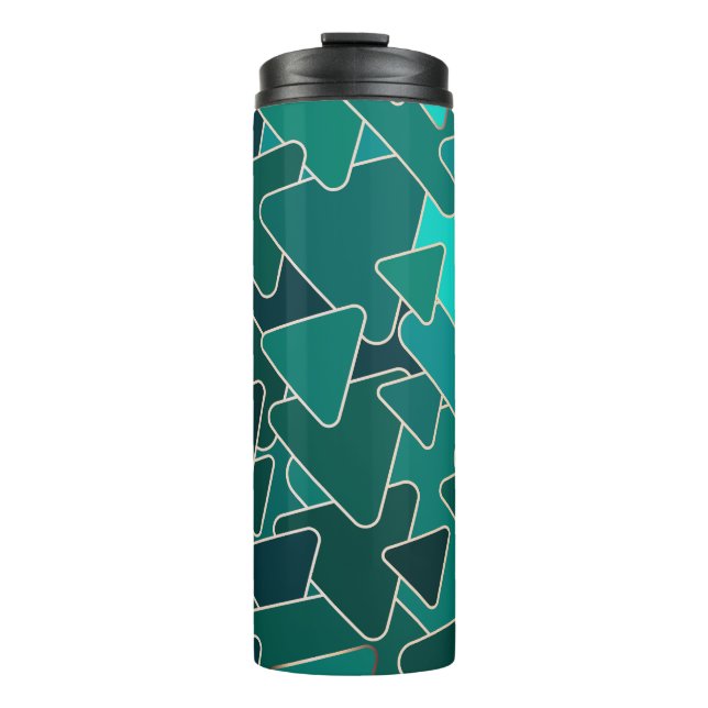 Modern Geometric Teal Triangle  Thermal Tumbler (Front)