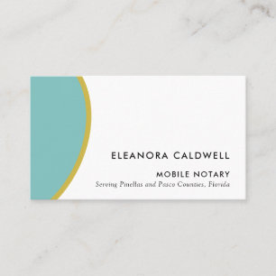 Modern Geometric Teal White Florida Notary Public Business Card