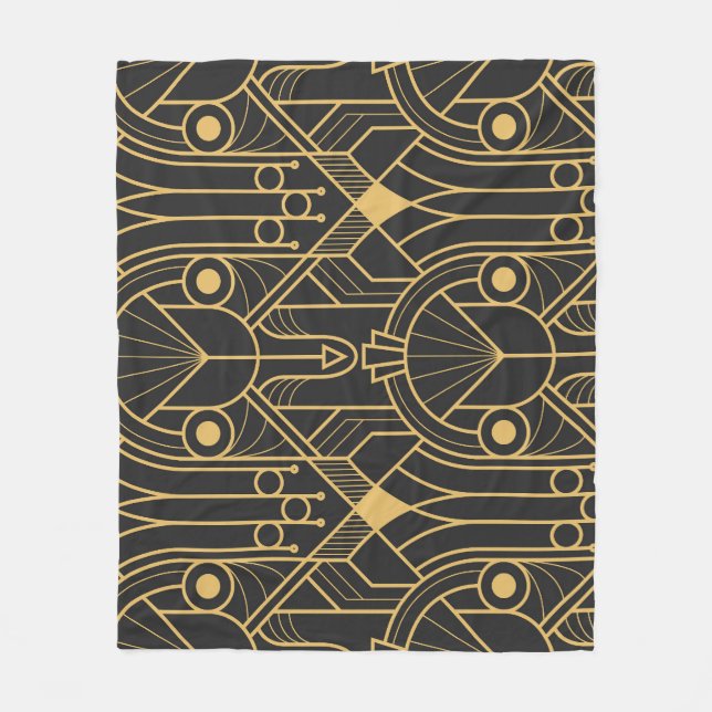 Modern Geometric Tiles Art Deco Fleece Blanket (Front)